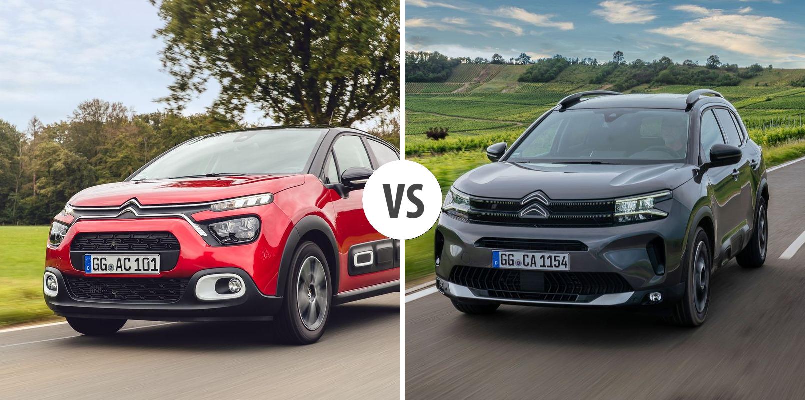 Citroen C3 vs Citroen C5 Aircross comparatif - différences, prix et ...